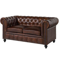 SOFA 2-Sitzer Echtleder 158x82x75 braun CHESTERFIELD #102 - Braun, Leder (162/75/82cm) - Massivmoebel24