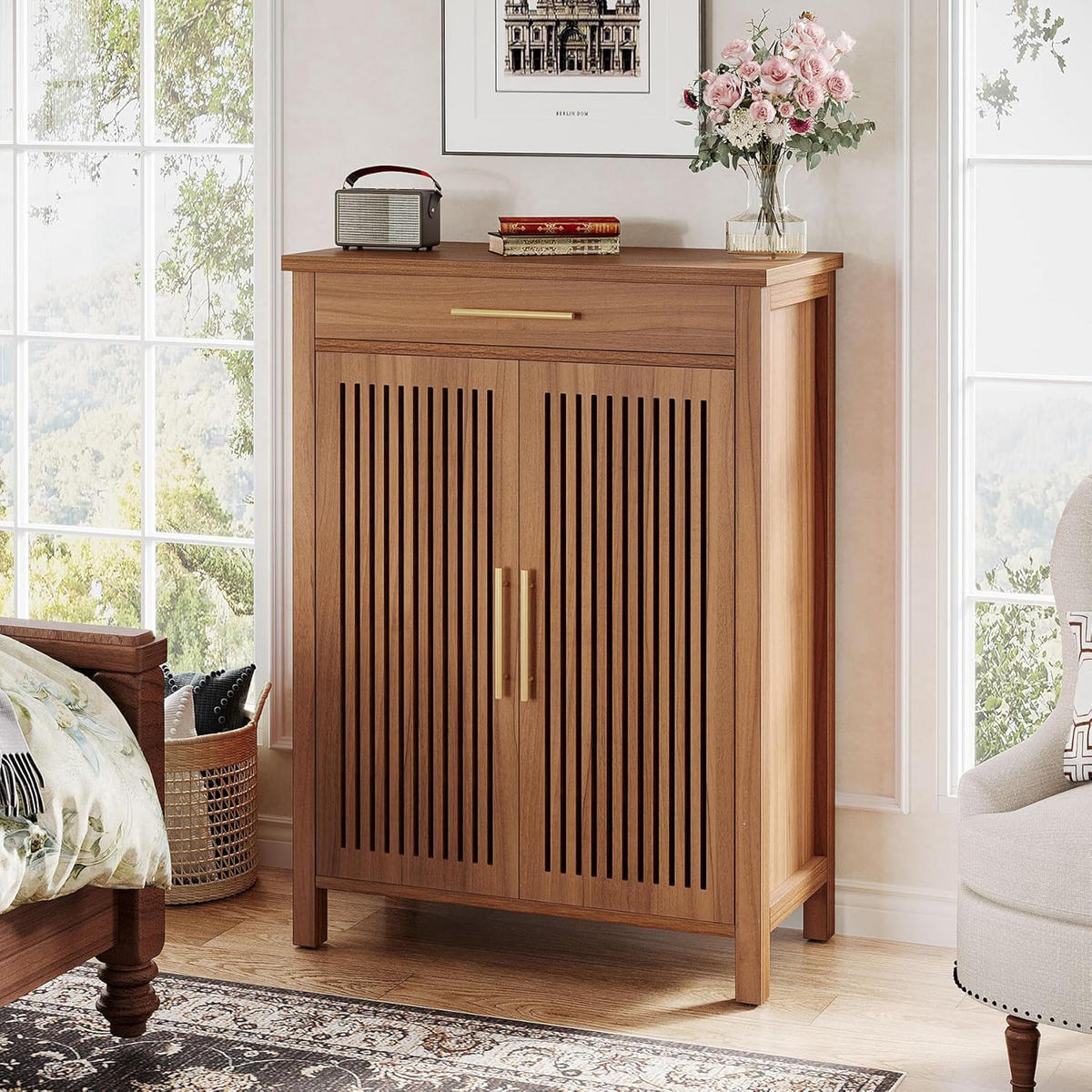 SCHUHSCHRANK Braun 80/36/109 cm - Walnussfarben/Braun, Holzwerkstoff (80/110/36cm) - Quality Elegance