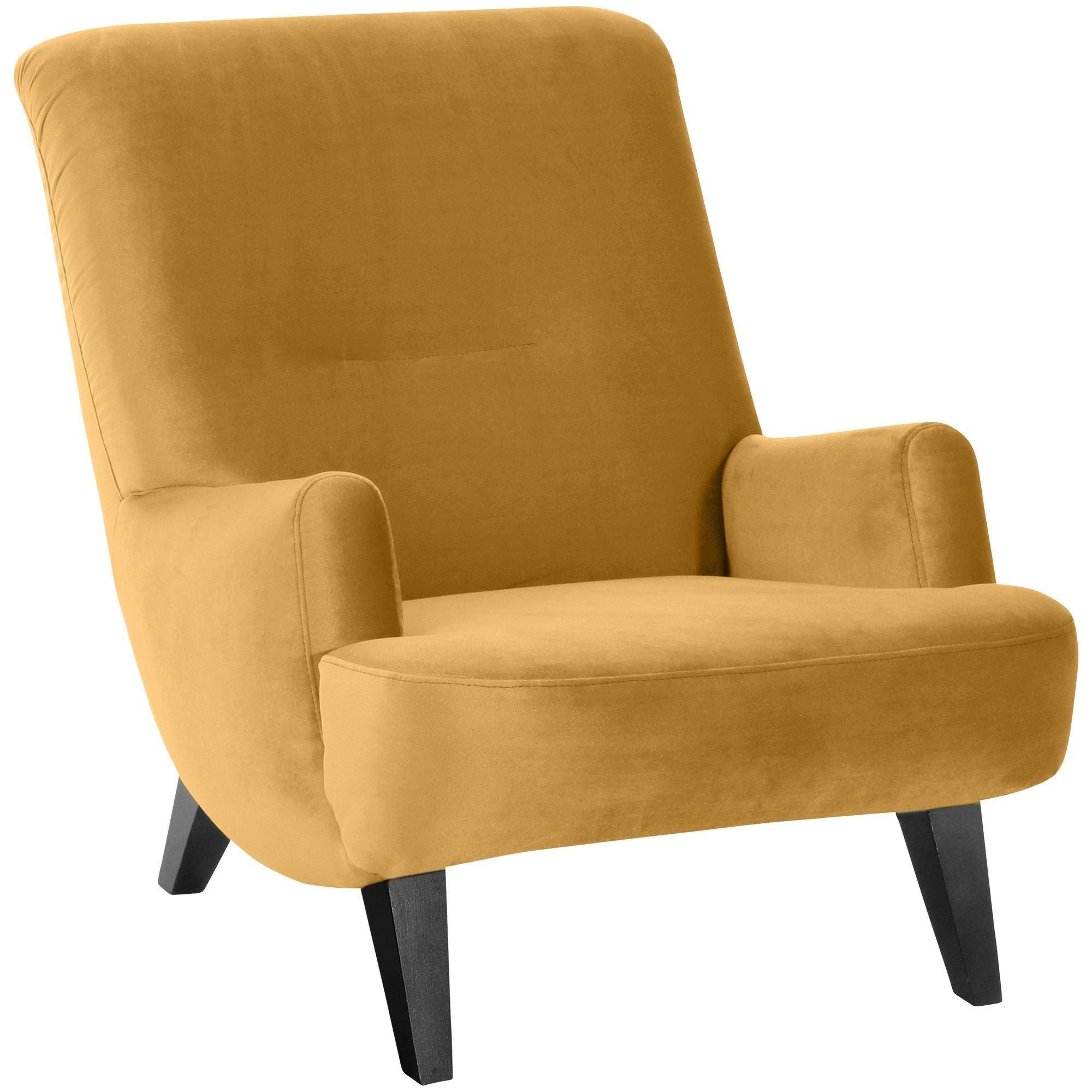 SESSEL Kajsa 71x80x101 Bezug Samtvelours Buche schwarz/mais - Messingfarben/Schwarz, Kunststoff (101/80/71cm) - 58aufmkessel