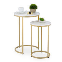 SATZTISCH-SET 2-tlg. - Goldfarben/Weiß, Holzwerkstoff/Kunststoff (40/40/61.5cm) - Relaxdays
