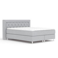 BOXSPRINGBETT Lavello Hellgrau 140/200 cm mit Latex-Topper - Silberfarben/Hellgrau, Holz/Holzwerkstoff (140/200cm) - Maison de Reve