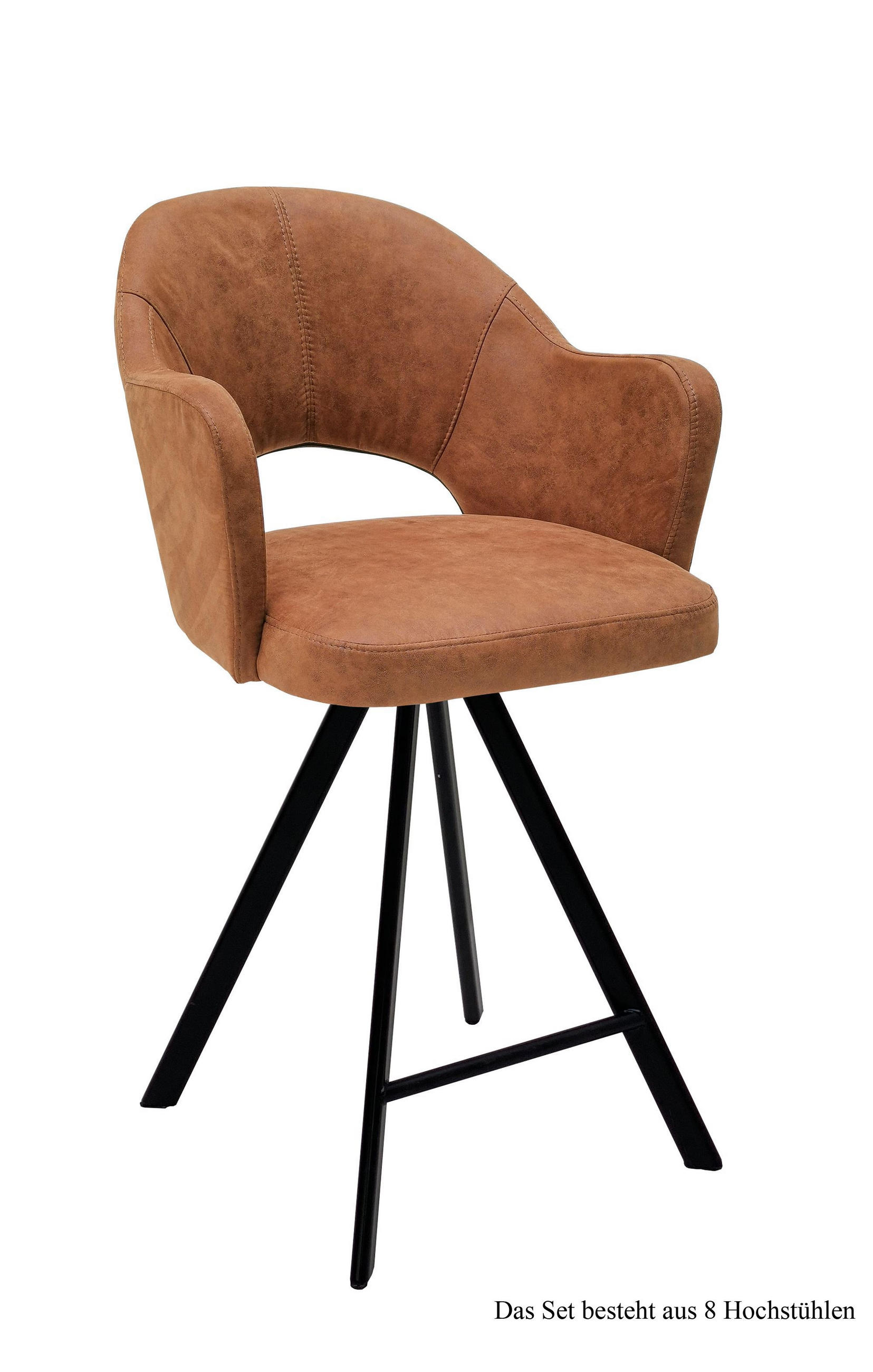 THEKENSTUHL drehbar (8er-Set) Diandra 59x104x61 Schwarz/Cognac - Cognac/Schwarz, Kunststoff (61/104/59cm) - 58aufmkessel