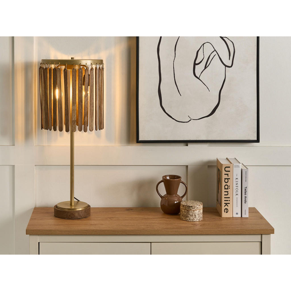 Thumbnail - Beliani Tischlampe, Dunkelbraun, Holz, E27, 34x77x34 cm, Lampen & Leuchten, Innenbeleuchtung, Tischlampen, Tischlampen