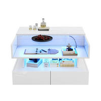 COUCHTISCH 80/80/45 cm höhenverstellbar mit Stauraum und 2 Schubladen in Weiß - Weiß, Holzwerkstoff (80/80/45cm) - OKWISH