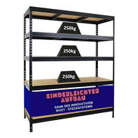 SCHWERLASTREGAL Rivet HxBxT 180x150x60 cm Fachlast 250kg Innovatives Stecksystem Schwarz - Schwarz, Metall (150/180/60cm) - PROREGAL