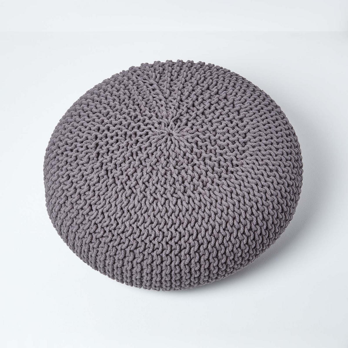 STRICK-POUF grau, Bodenkissen rund 70/70/23 cm - Grau, Textil (70/23/70cm) - Homescapes