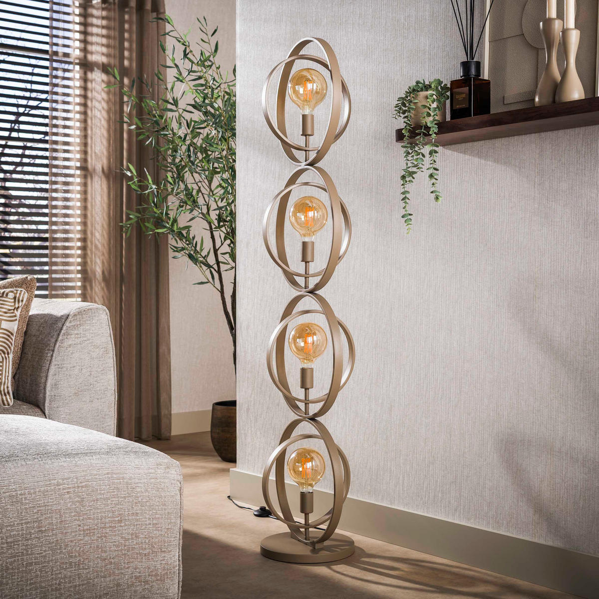 STEHLEUCHTE Turn Around 43 30/40/163 cm - Beige, Metall (30/40/163cm) - Hoyz Collection