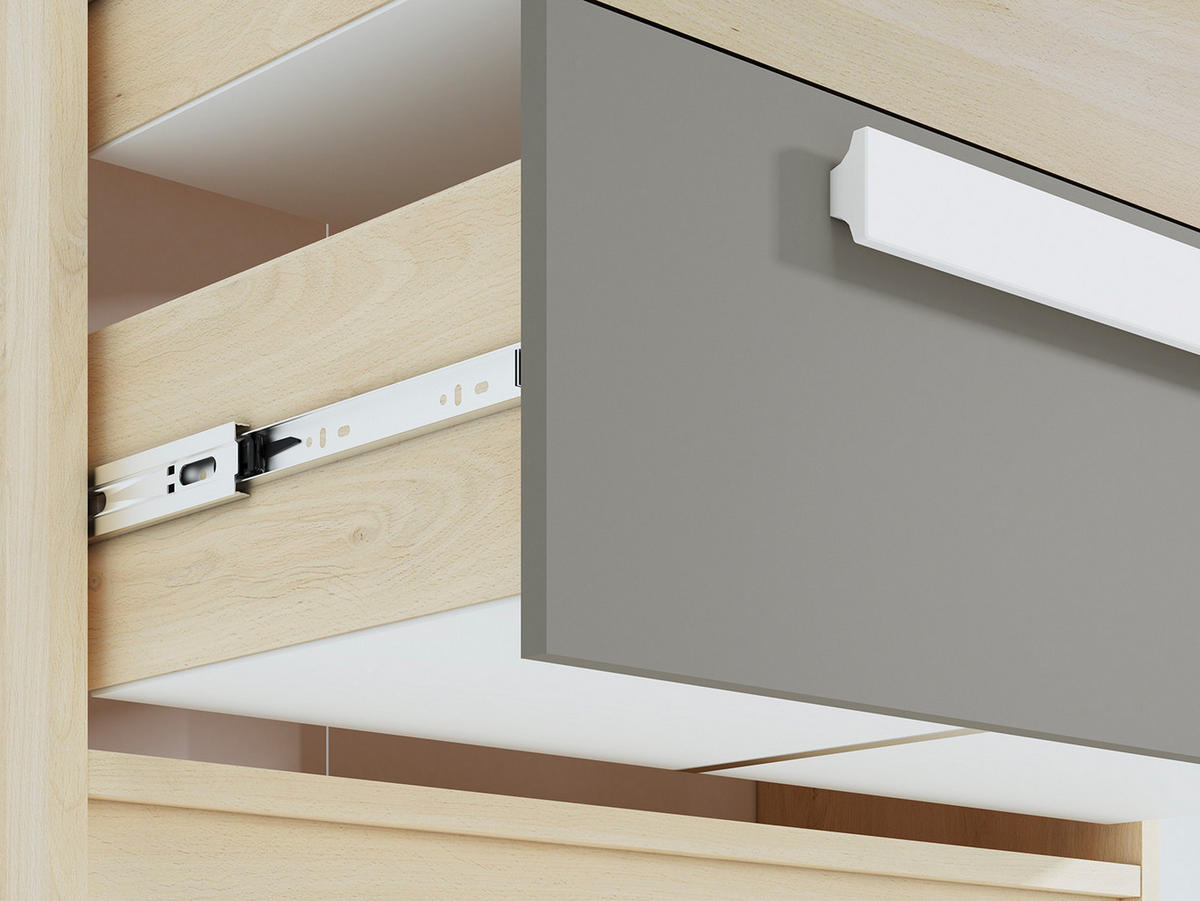 HIGHBOARD Drop Fjord Buche / weiß / grau - Multicolor/Braun, Holz/Holzwerkstoff (92/140/40cm) - Feldmann-Wohnen