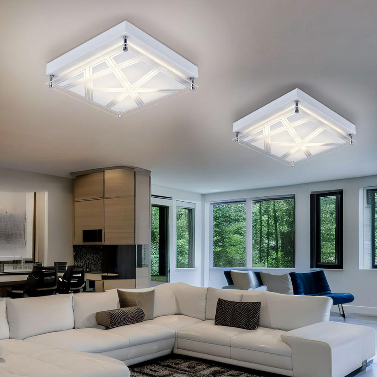 LED DECKENLEUCHTE Metall Musterschirm Silber - Silberfarben, Metall (25/25/7.5cm) - Esto