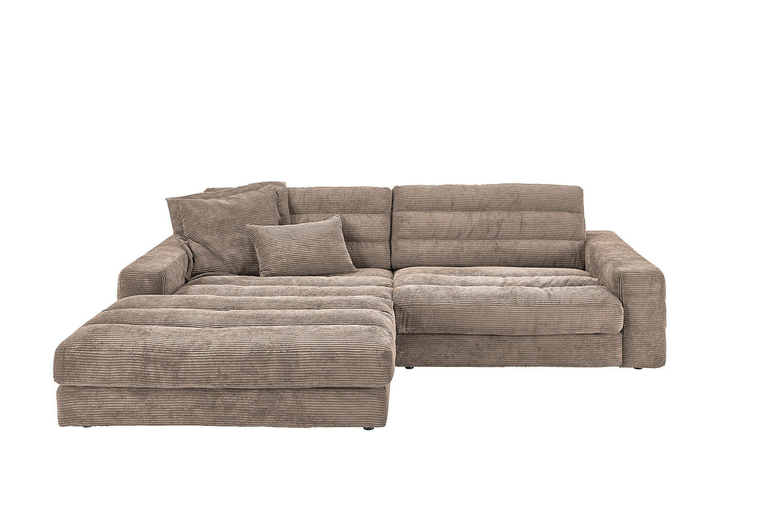 ECKSOFA LANA SOFA Taupe Cord - Taupe/Schwarz, Textil (296/205cm) - KAWOLA
