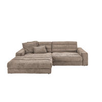 ECKSOFA LANA SOFA Taupe Cord - Taupe/Schwarz, Textil (296/205cm) - KAWOLA