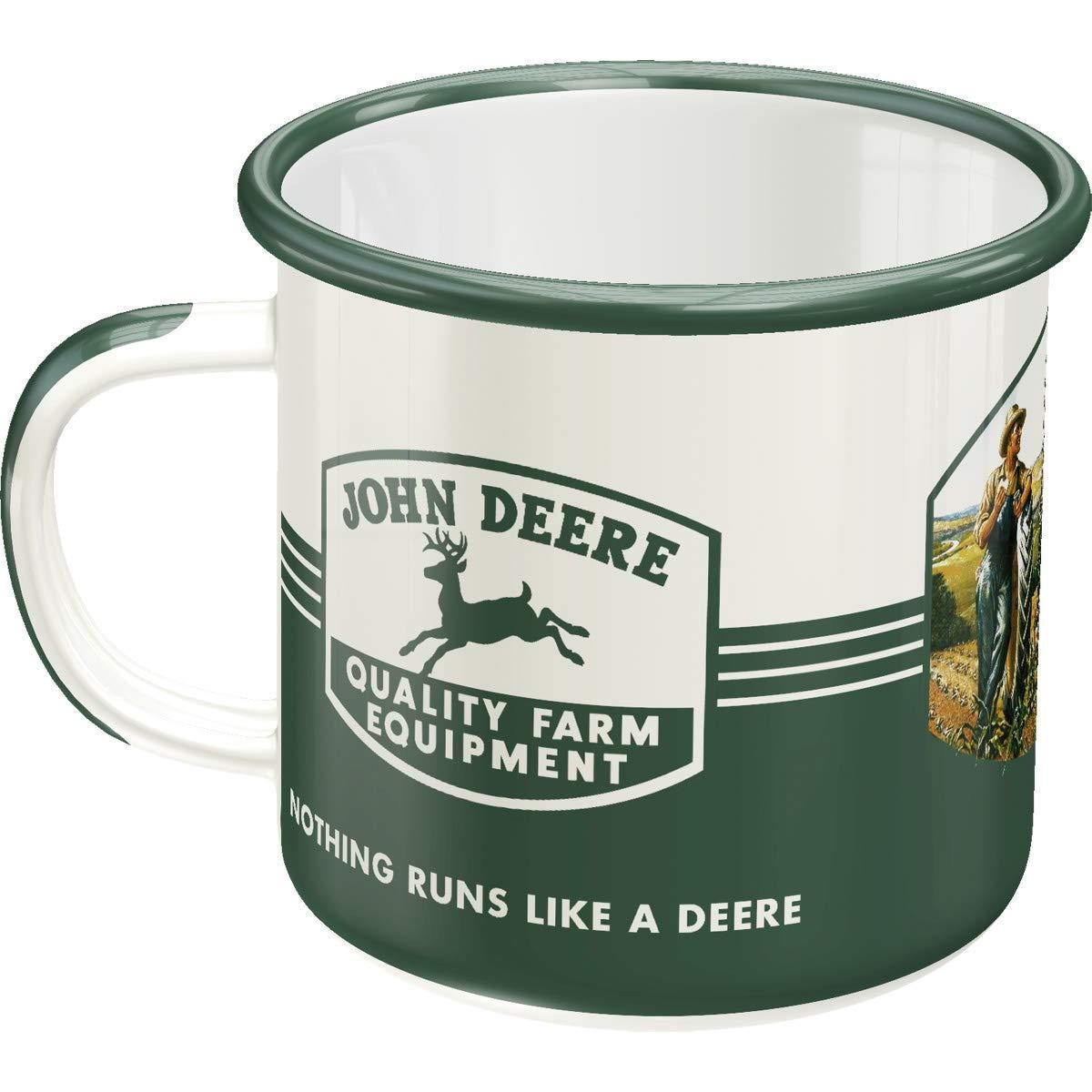 EMAILLE-BECHER 360 ml John Deere Quality Farm Equipment - Waldgrün/Weiß, Metall (0.36L) - Nostalgic-Art