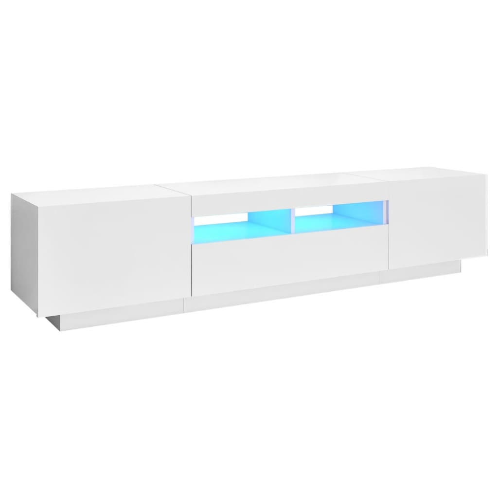 TV-SCHRANK Mit Led-Leuchten Weiss 180/35/40 Cm - Weiß, Holzwerkstoff (35/40/180cm) - vidaXL