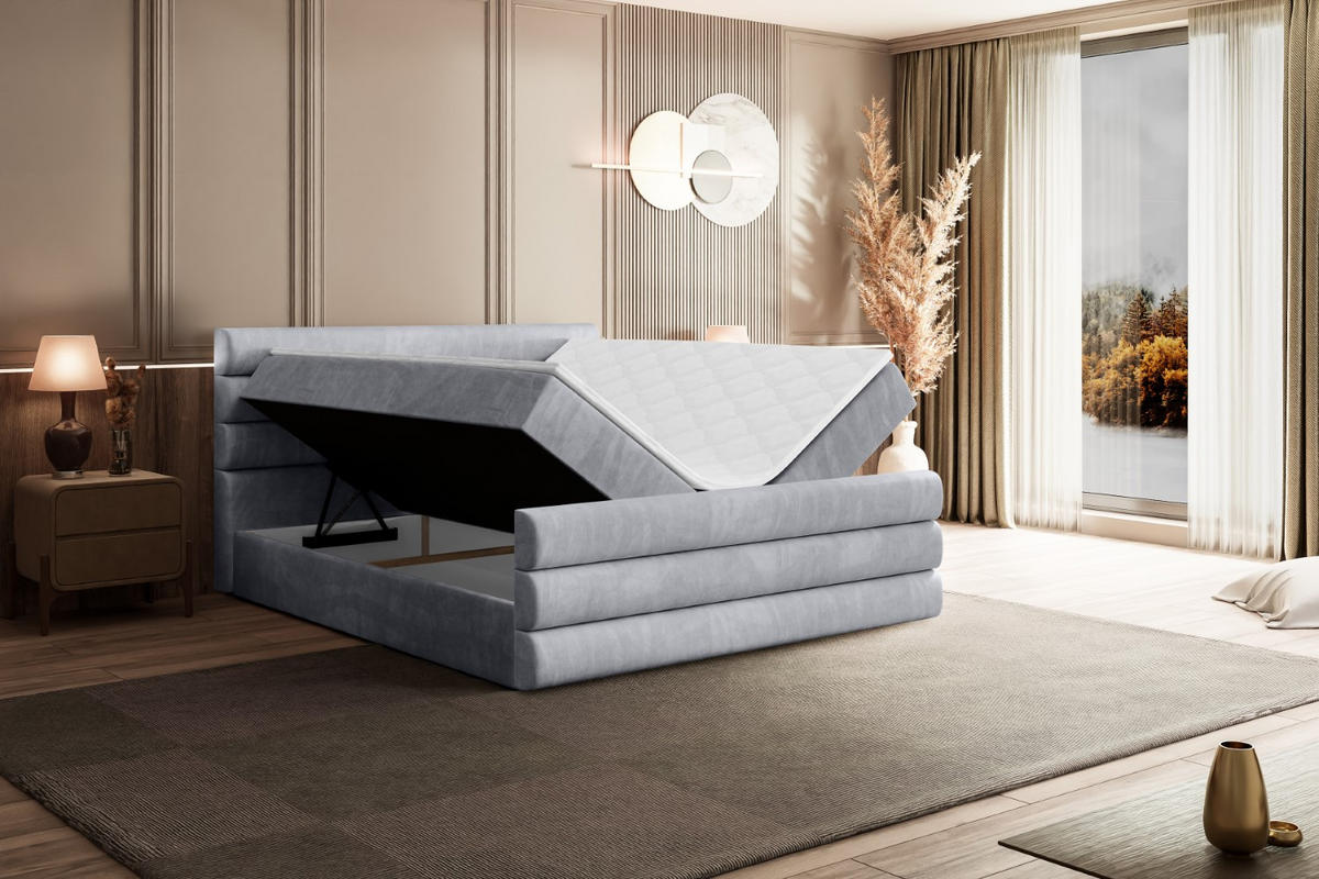 BOXBETT CELESTIA-Z - 140x200 cm - H4 - Hellgrau - Hellgrau, Holzwerkstoff (140/200cm) - ALTDECOR