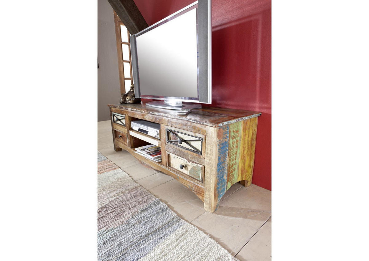 TV-BOARD Altholz 140x45x50 mehrfarbig lackiert NATURE OF SPIRIT #01 - Multicolor, Holz (45/50/140cm) - Massivmoebel24