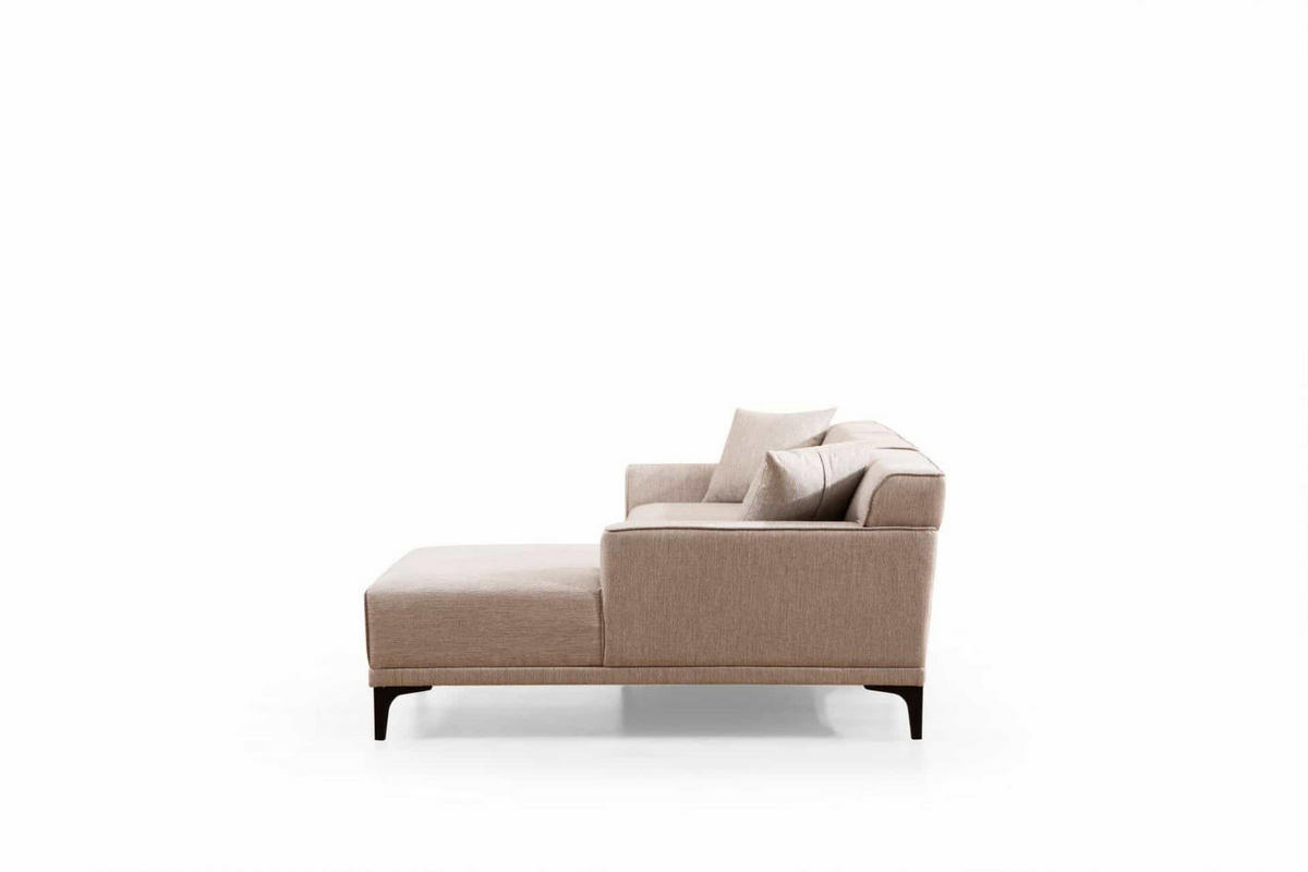 ECKSOFA modern inklusive Zierkissen - Beige/Schwarz, Holz/Kunststoff (145/250cm) - myHomelando