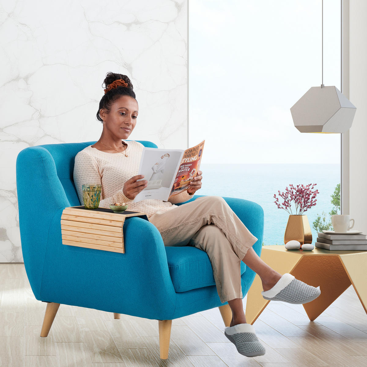 SOFATABLETT - Multicolor, Holz/Textil (42/1/34cm) - Relaxdays