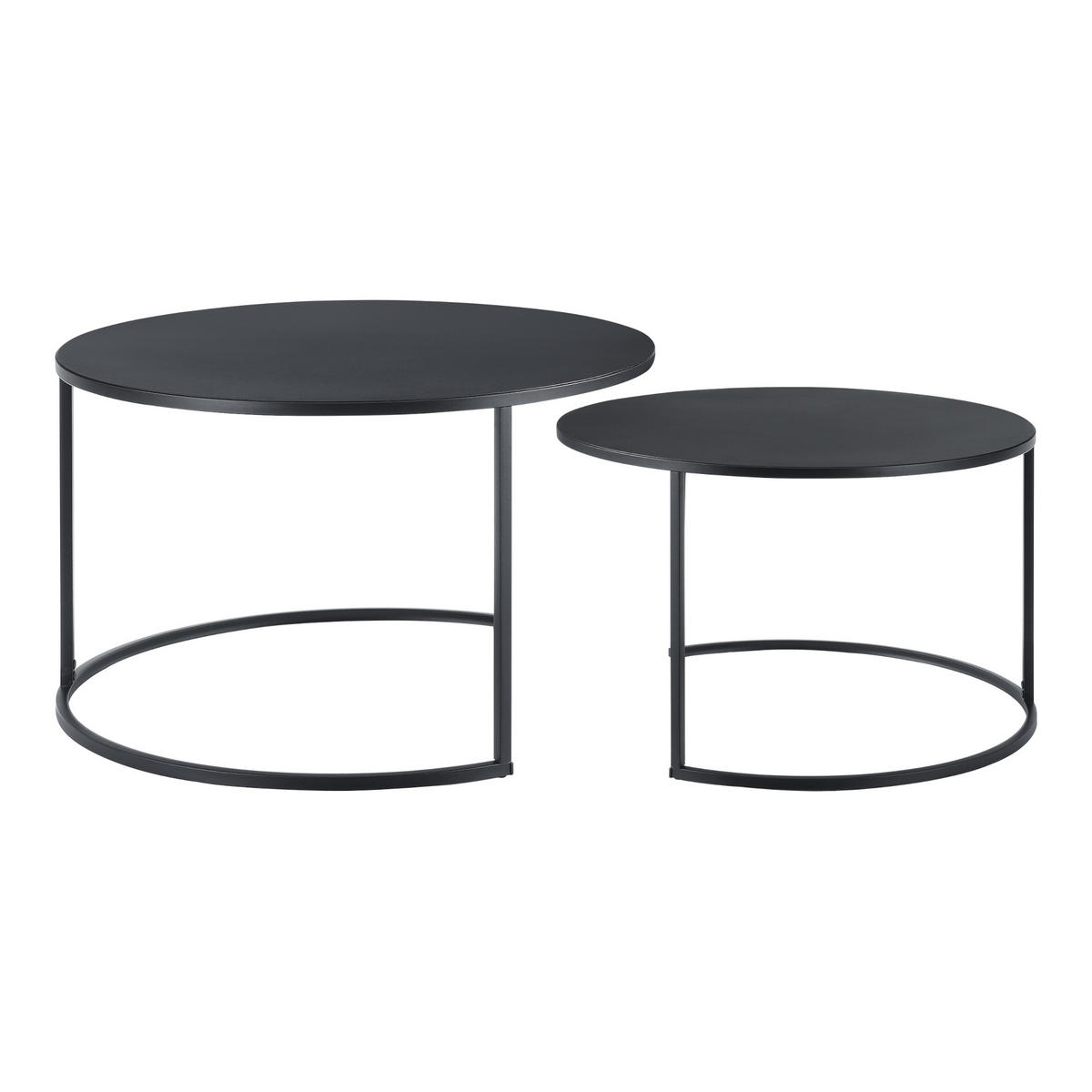 COUCHTISCH SET Korenica SET 2-teilig 74/74/46 - Schwarz, Metall (74/74/46cm) - [en.casa]