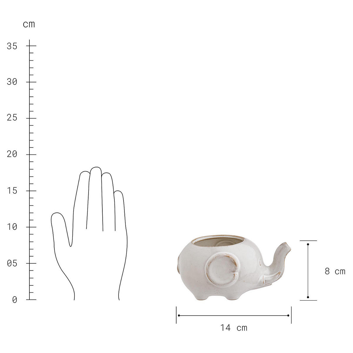 BLUMENÜBERTOPF (2er Set) Jungle - Beige, Keramik (8cm) - Butlers