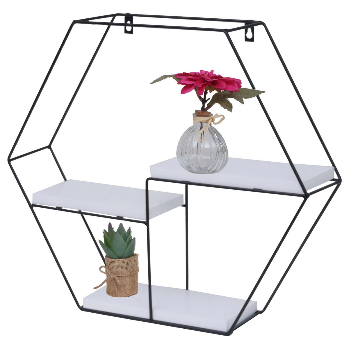 STENSKA POLICA Bela - bela, les (49/43/11cm) - MCW