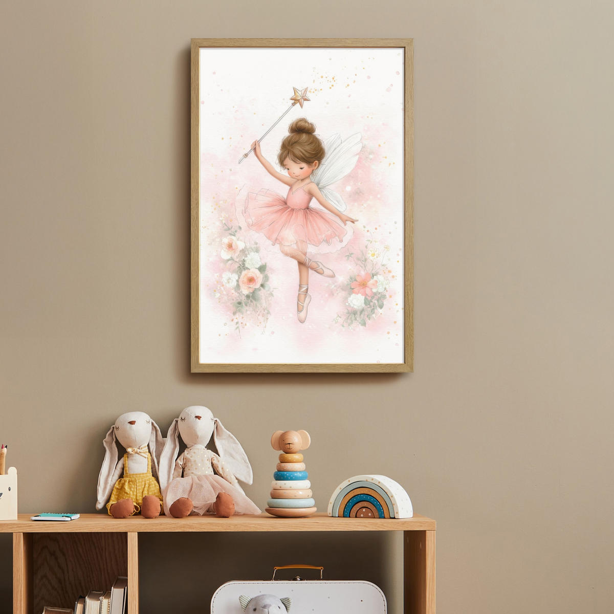 DOBÍJECÍ NOČNÍ LAMPIČKA Baletka - Víla - Květiny - Růžová 40x60 cm - růžová, kompozitní dřevo (8/40/60cm) - OnlyWow