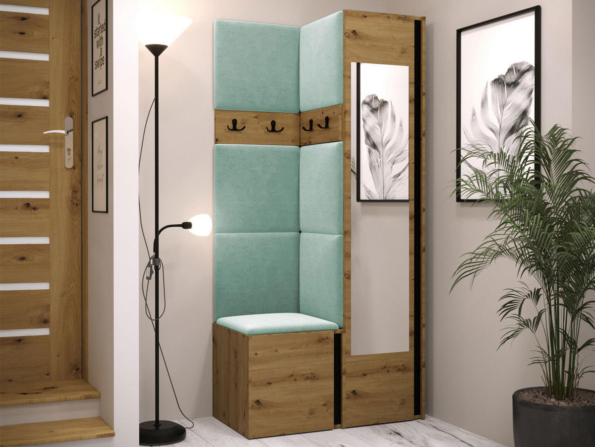 GARDEROBEN-SET Orion XXV - Eiche Artisan/Mintgrün, Holzwerkstoff/Kunststoff (82/186/46cm) - MIRJAN24