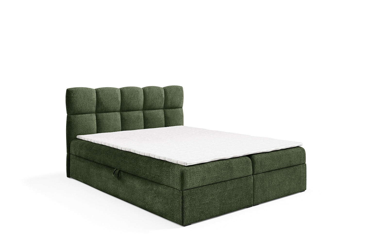 BOXBETT Mit Zwei Bettkasten, Bouclé-Stoff Coral, Grün, 160x200 cm, NEGROS - Grün, Holz (160/200cm) - Kaiser Möbel