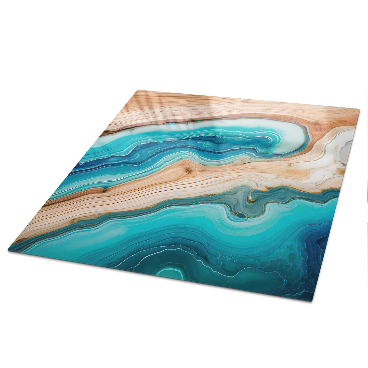 TISCHPLATTE 50x50 cm – Wellenförmige Abstraktion - Braun, Glas (50/50/0.4cm) - Wallfluent