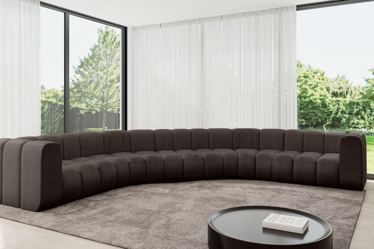 WOHNLANDSCHAFT modulares Sofa Lazro-U1 - 373x373x70 cm Braun - Braun, Holzwerkstoff/Textil (373/70/373cm) - ALTDECOR
