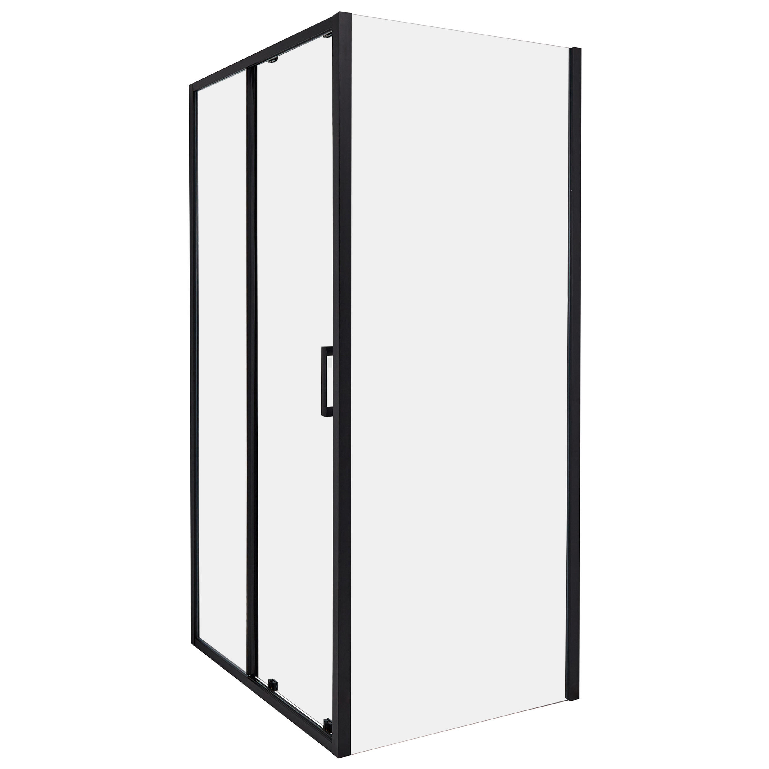 DUSCHKABINE 80/100/185 cm Schwarz Yoro - Transparent/Schwarz, Glas (80/100/185cm) - Beliani