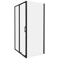 SPRCHOVÝ KOUT 80/100/185 cm Černý Yoro - černá/průhledná, sklo (80/100/185cm) - Beliani