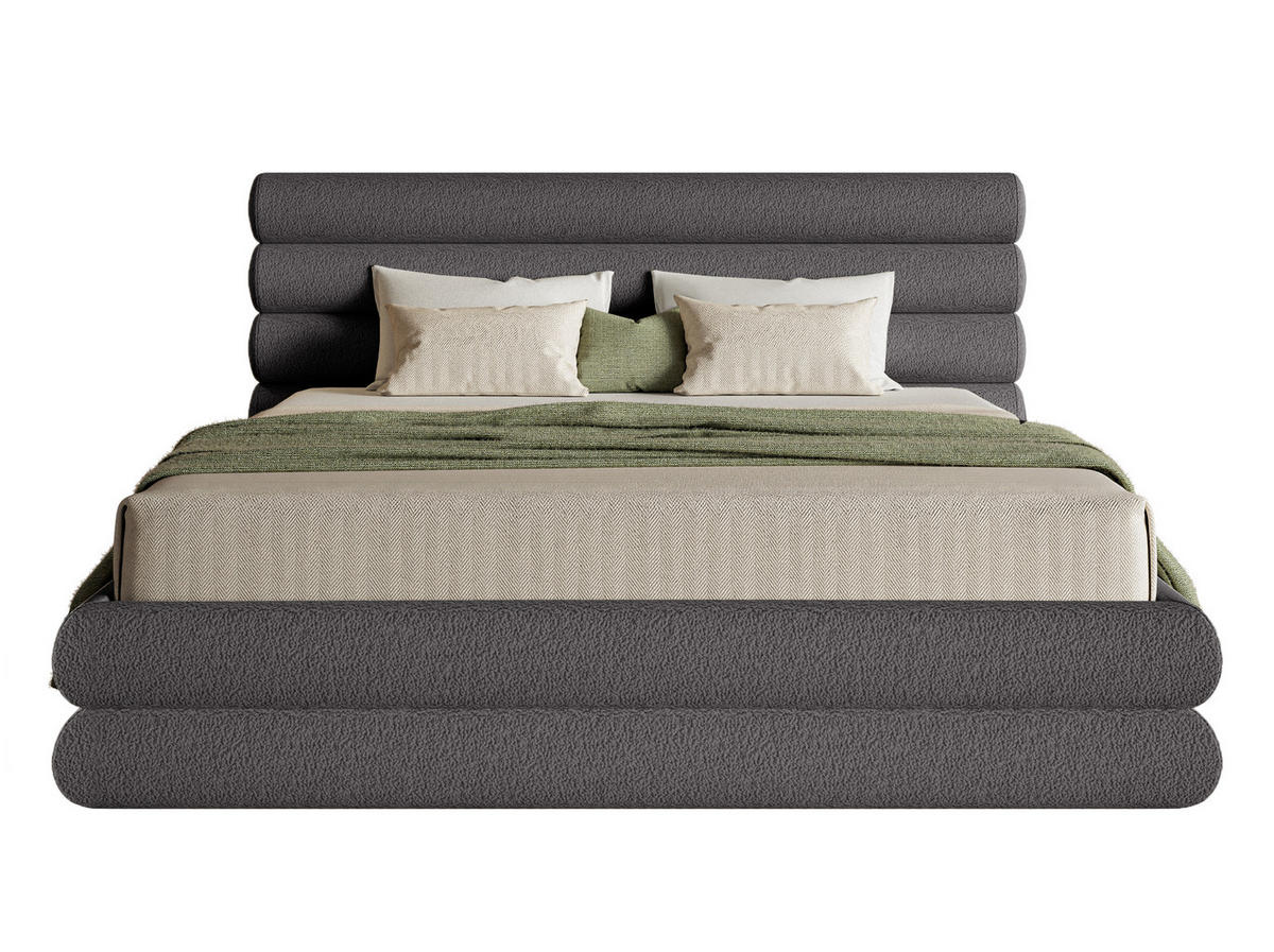 POLSTERBETT Buffalino Dunkelgrau Boucle 160/200 cm - Dunkelgrau, Kunststoff/Textil (160/200cm) - Selsey