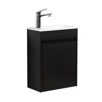 GÄSTE-WC-MÖBELSET Sinta 2 Teile Schwarz Holz - 40 x 22 x 54 cm - Schwarz, Holz (40/54/22cm) - Badplaats