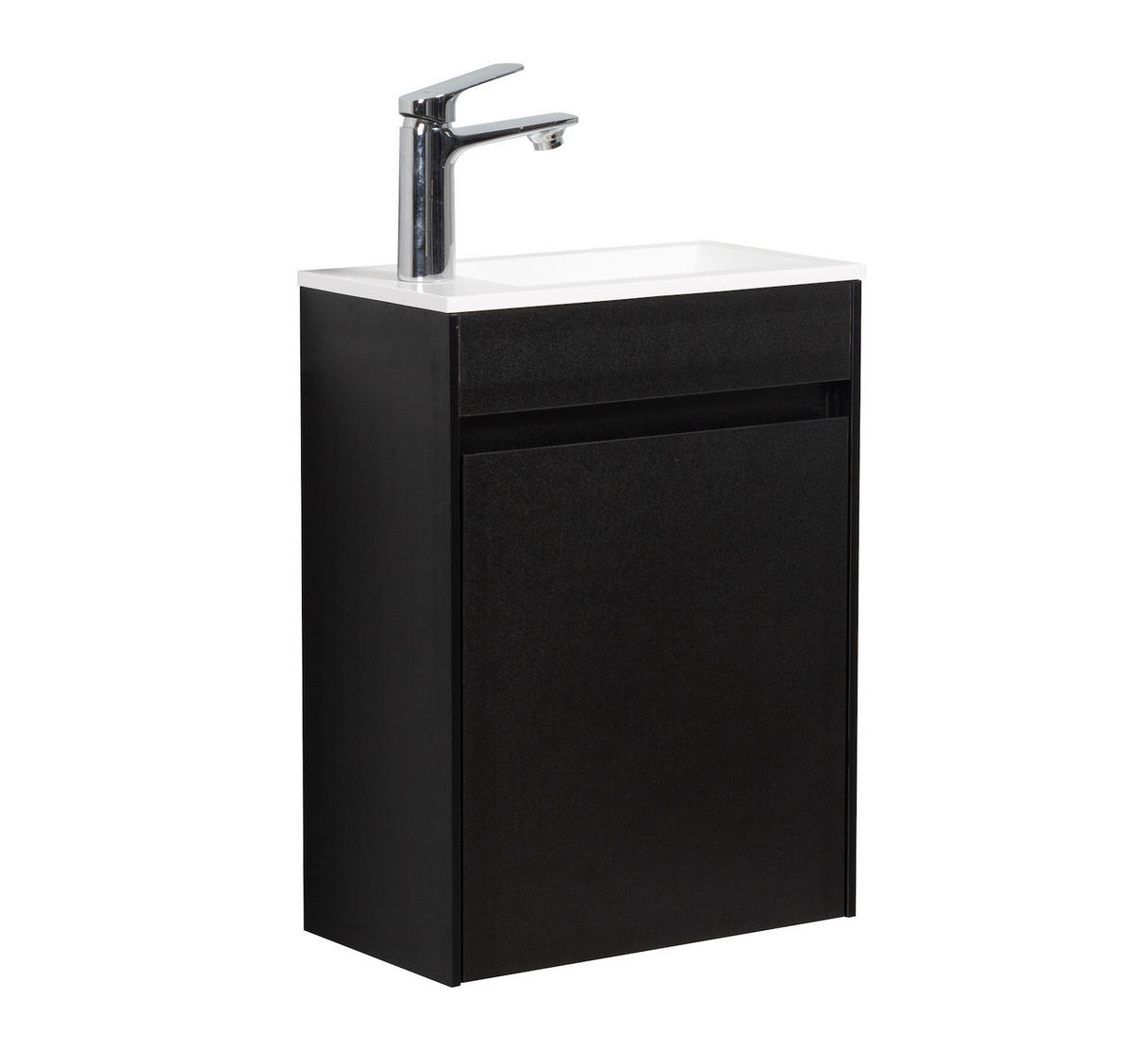 GÄSTE-WC-MÖBELSET Sinta 2 Teile Schwarz Holz - 40 x 22 x 54 cm - Schwarz, Holz (40/54/22cm) - Badplaats