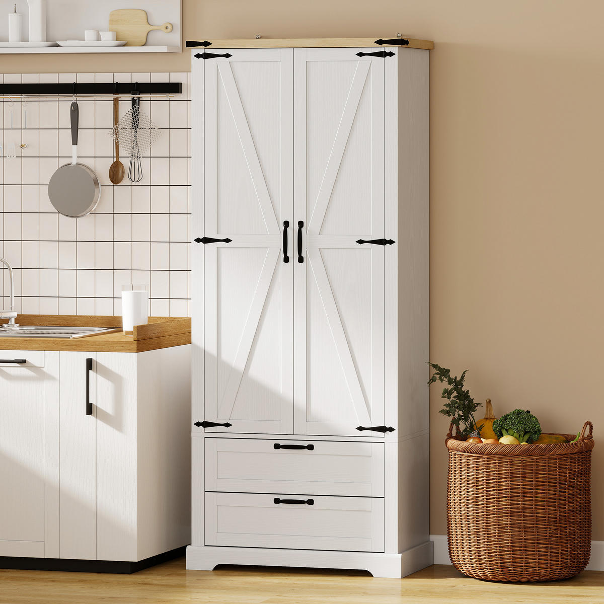 HIGHBOARD DE-11311 2 Türen Weiß - Weiß, Holzwerkstoff (40/180/76cm) - ComfortXL