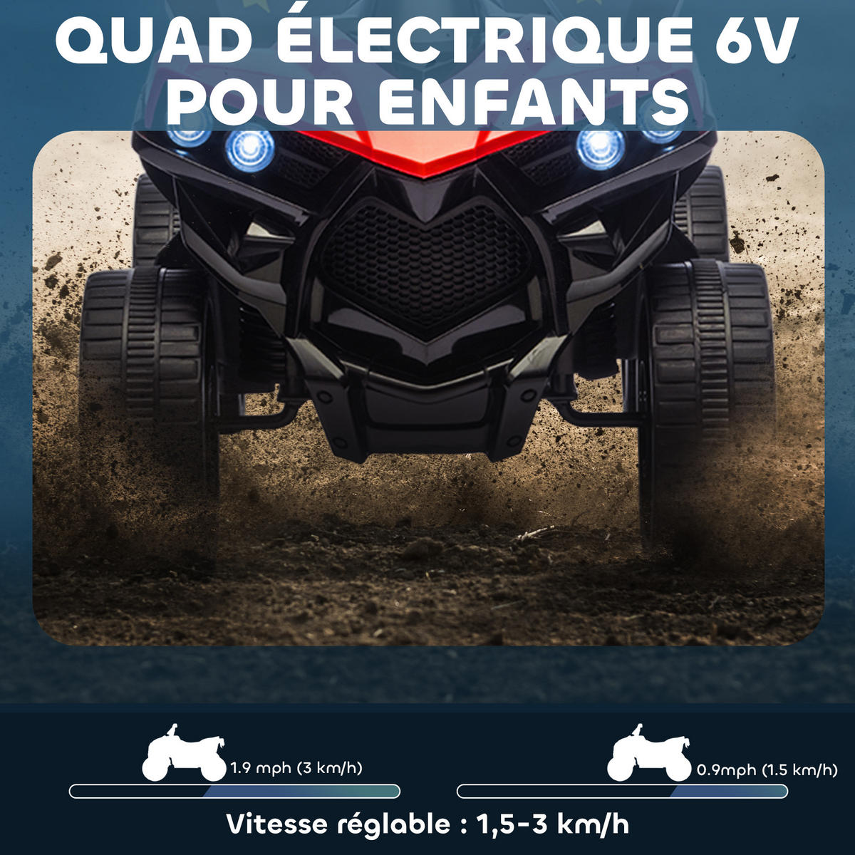 ELEKTRO-QUAD DE-13087 LED-Scheinwerfer Rot - Rot, Metall (70/42/45cm) - ComfortXL