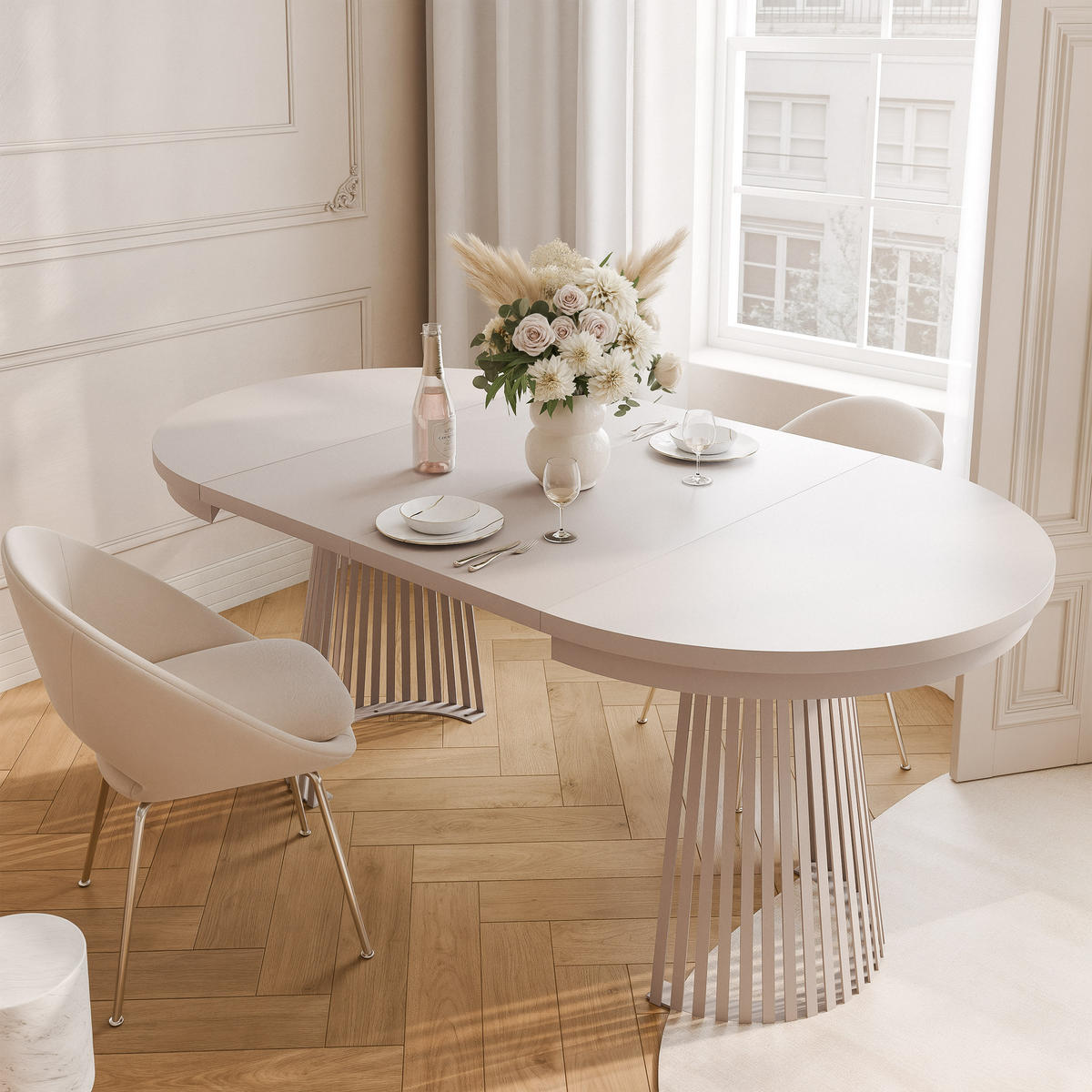 AUSZIEHTISCH AUREA 100-180/75 cm, Kaschmir - Kaschmir, Holzwerkstoff/Metall (100/100/75cm) - Idohome