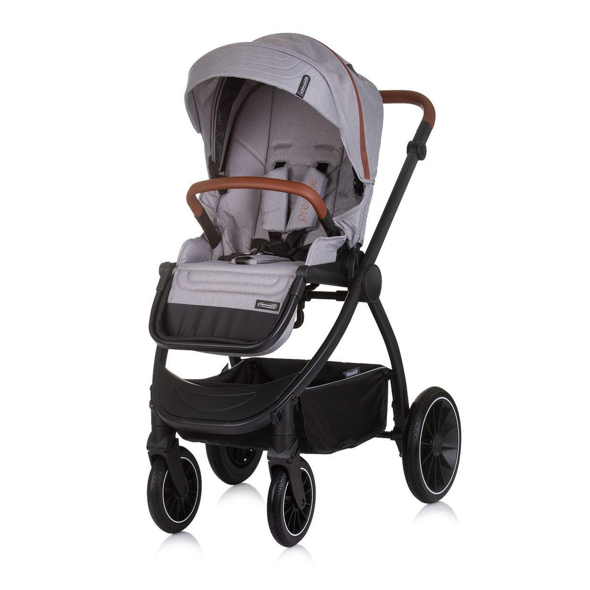KOMBIKINDERWAGEN Prestige 3 in 1 grau Babywanne Rucksack i-Size Babyschale - Grau, Metall (85/59/123cm) - Chipolino