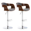 BARHOCKER 2er Set Stoff walnuss/hellgrau - Chromfarben/Walnussfarben, Textil/Metall (50/88/48cm) - CLP