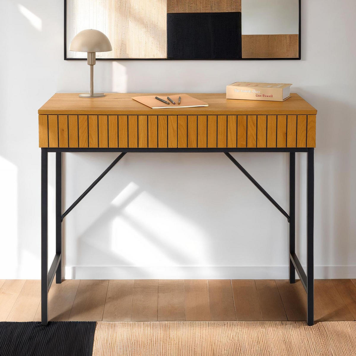 SCHREIBTISCH PALE - Schwarz, Holzwerkstoff/Metall (48/95/76cm) - IDIMEX