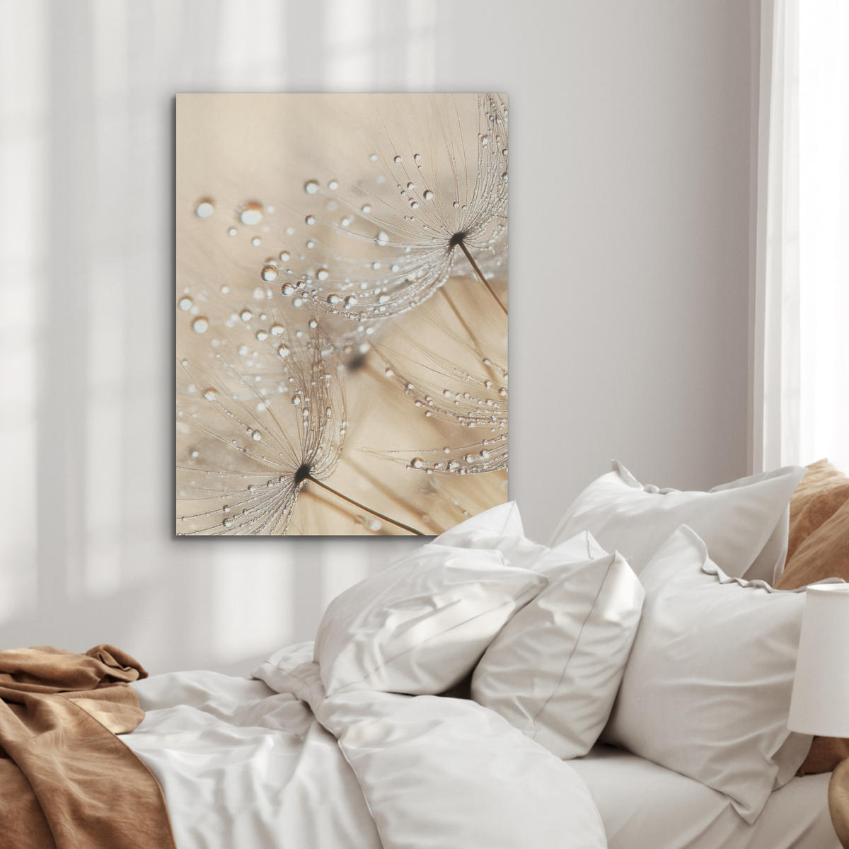 AKUSTIKPANEEL Löwenzahn - Abstrakt - Natur - Beige 60x80 cm - Braun, Textil (60/0.9/80cm) - MuchoWow