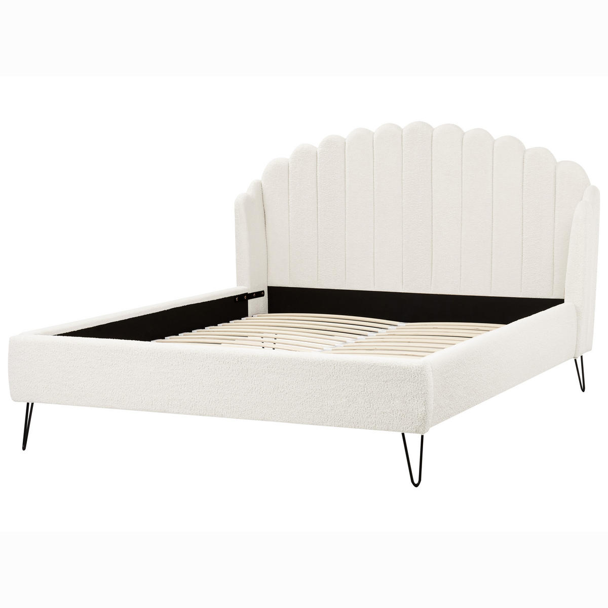 POLSTERBETT mit Lattenrost 160x200 cm Weiß Ambillou - Creme, Textil (160/200cm) - Beliani