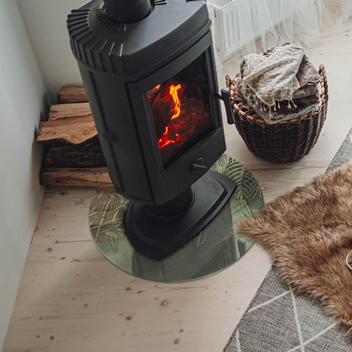 GLASPLATTE für Kamin Ø 50 cm Grün - Grün, Glas (50/50/0.4cm) - ArtPrintCave