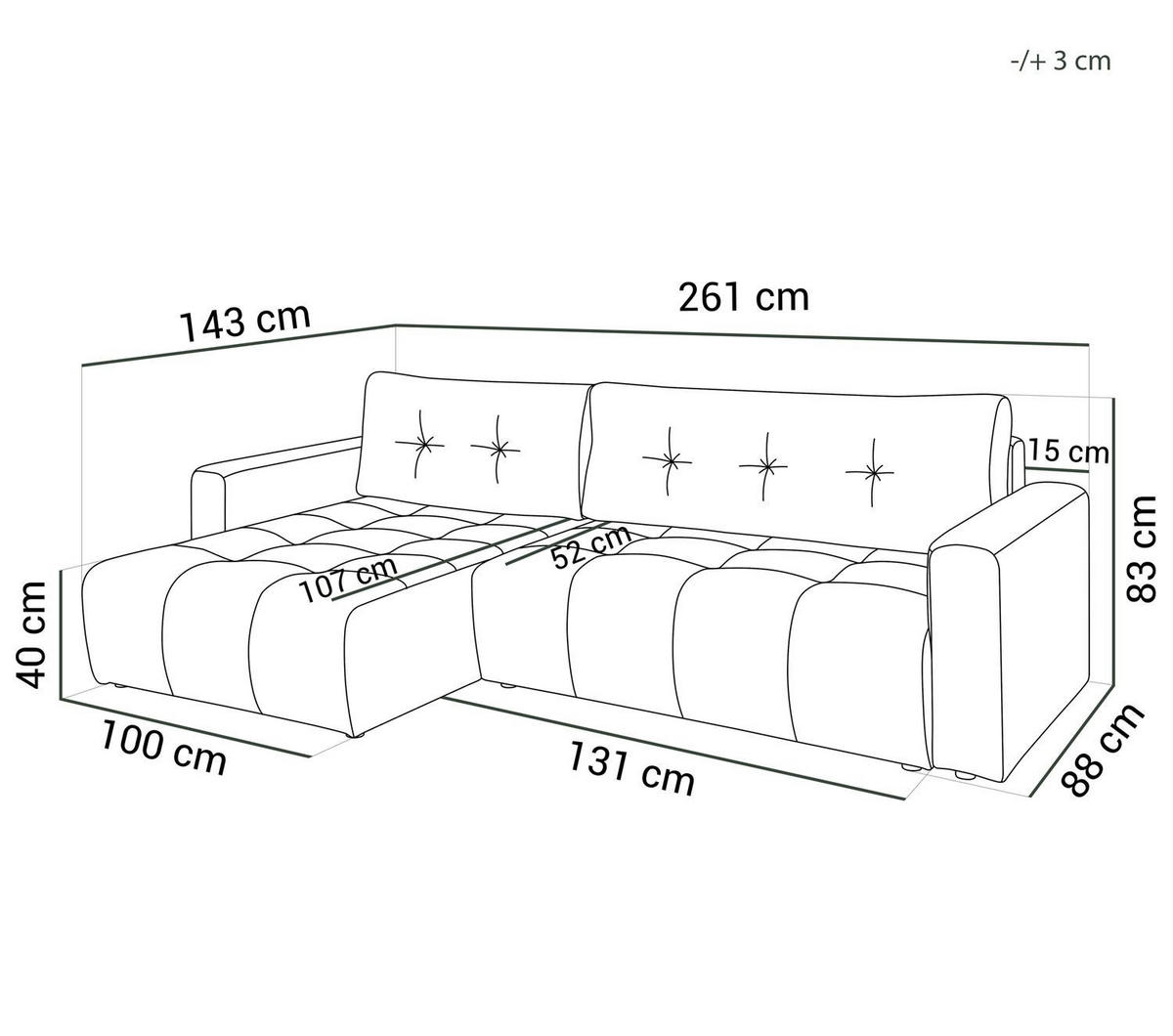 ECKSOFA VIENNA Stil Bettkasten und Funktionalität Bouclé Ecru Links - Ecru, Holz (143/261cm) - Kaiser Möbel