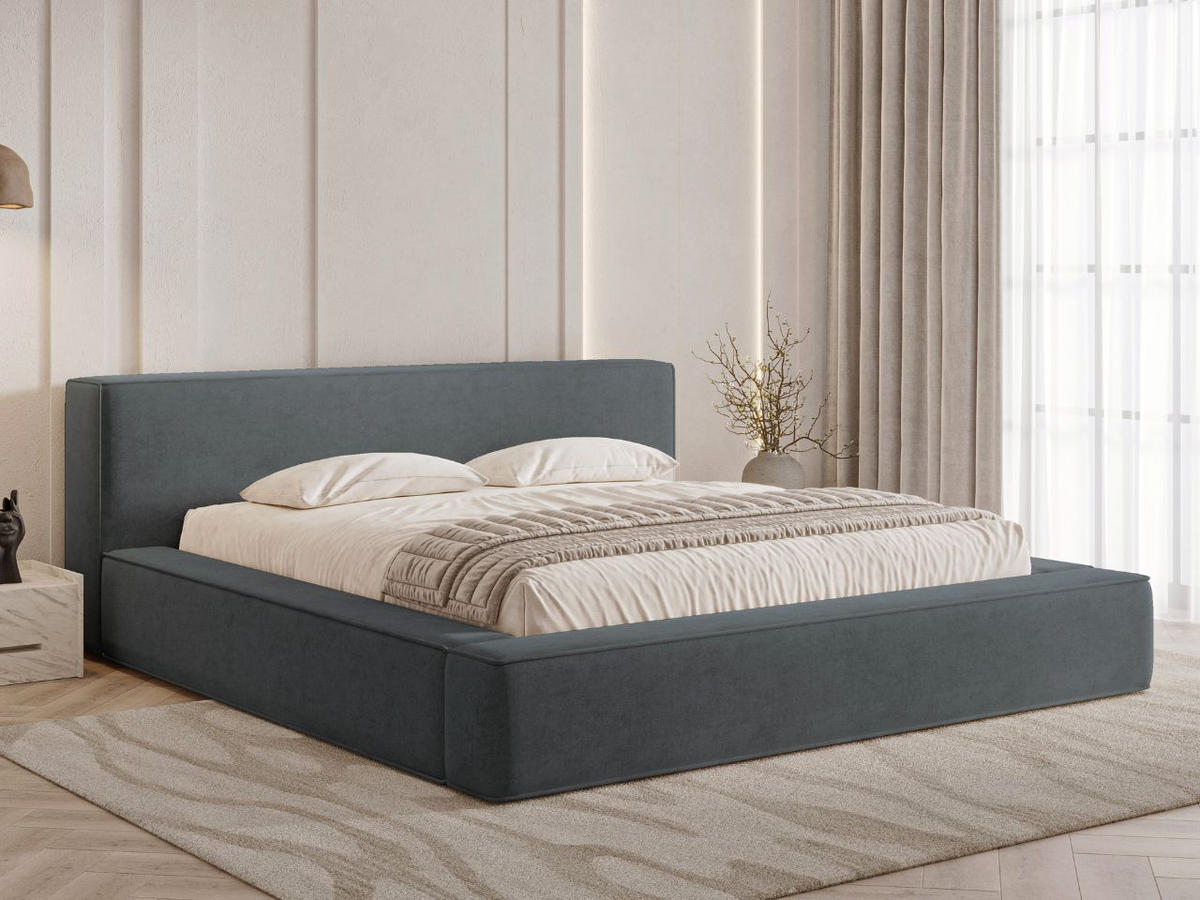 POLSTERBETT Mali 160x200 Dunkelgrau - Dunkelgrau, Textil (160/200cm) - Graingold