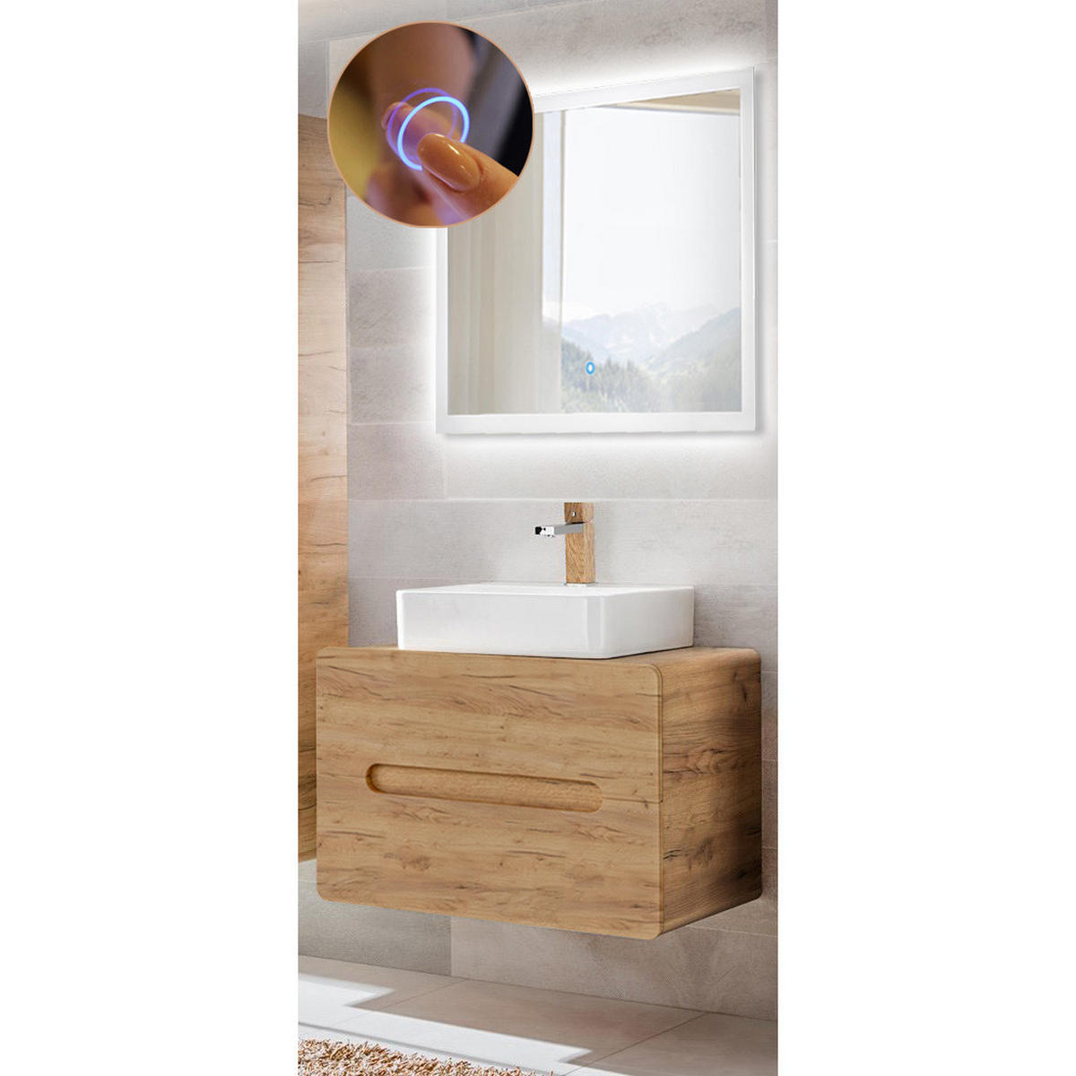 BADMÖBEL-SET 2-TLG. Luton-56 - Braun, Holzwerkstoff (80/200/46cm) - Lomado