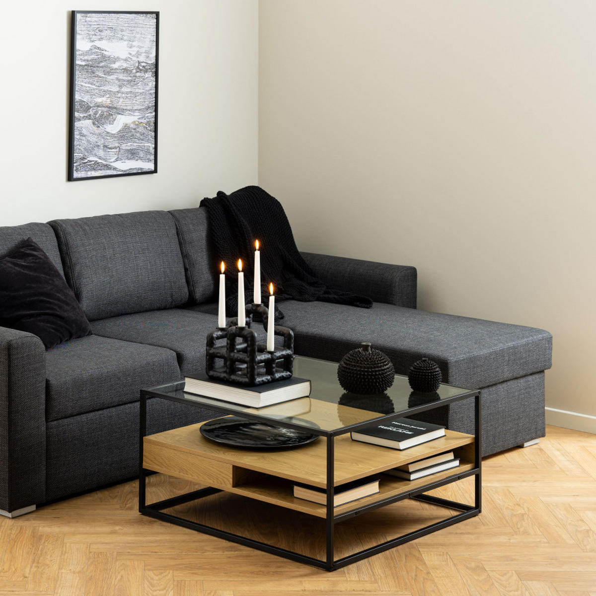 COUCHTISCH - Klares Holz - Einzelstück - Eschefarben, Holz (80/80/40cm) - Drawer