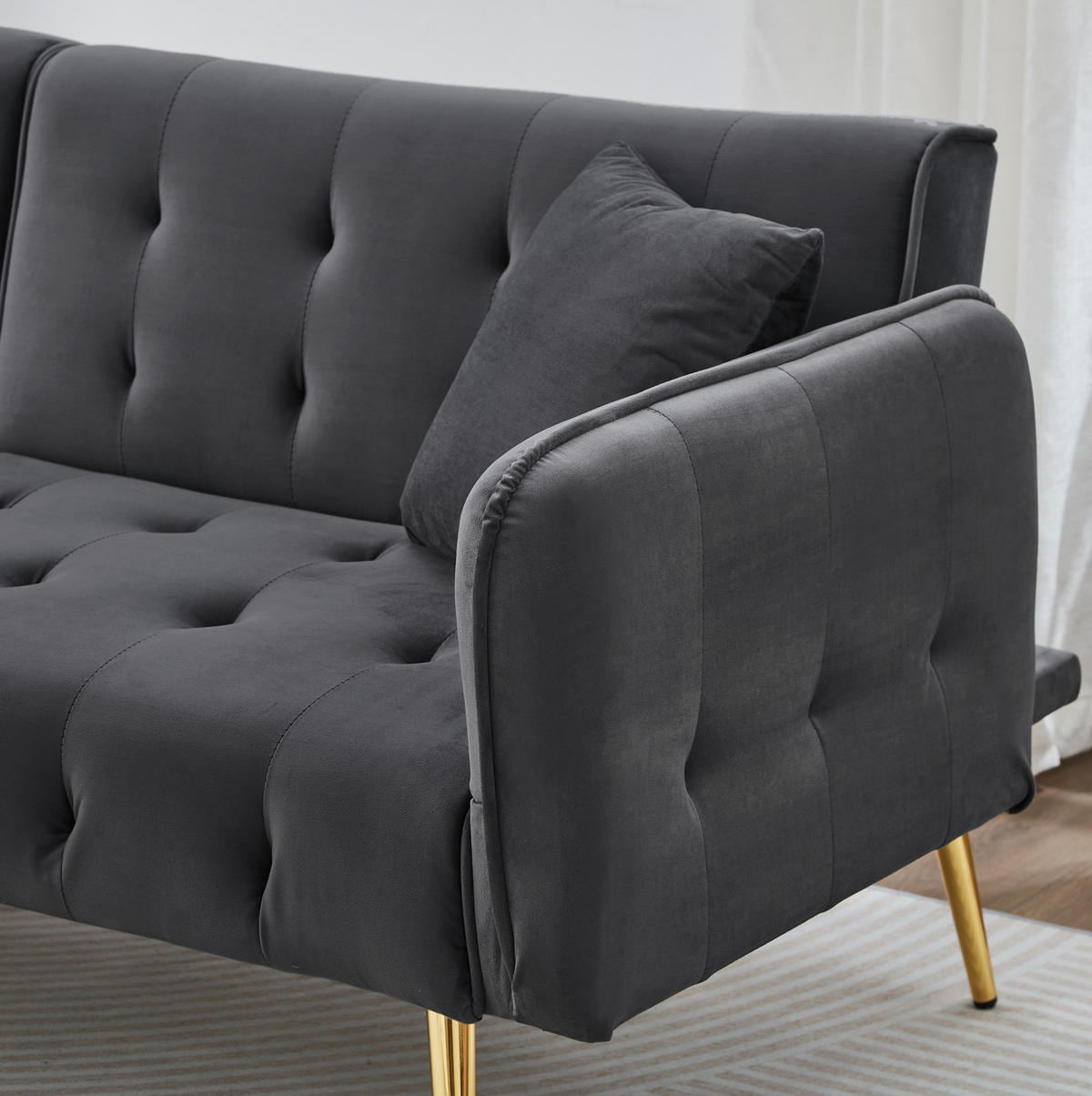 SCHLAFSOFA 2-Sitzer mit Liegefunktion 215 x 81,5 cm Velours Antique Gray - Grau, Kunststoff (178/70/82cm) - Meubliv