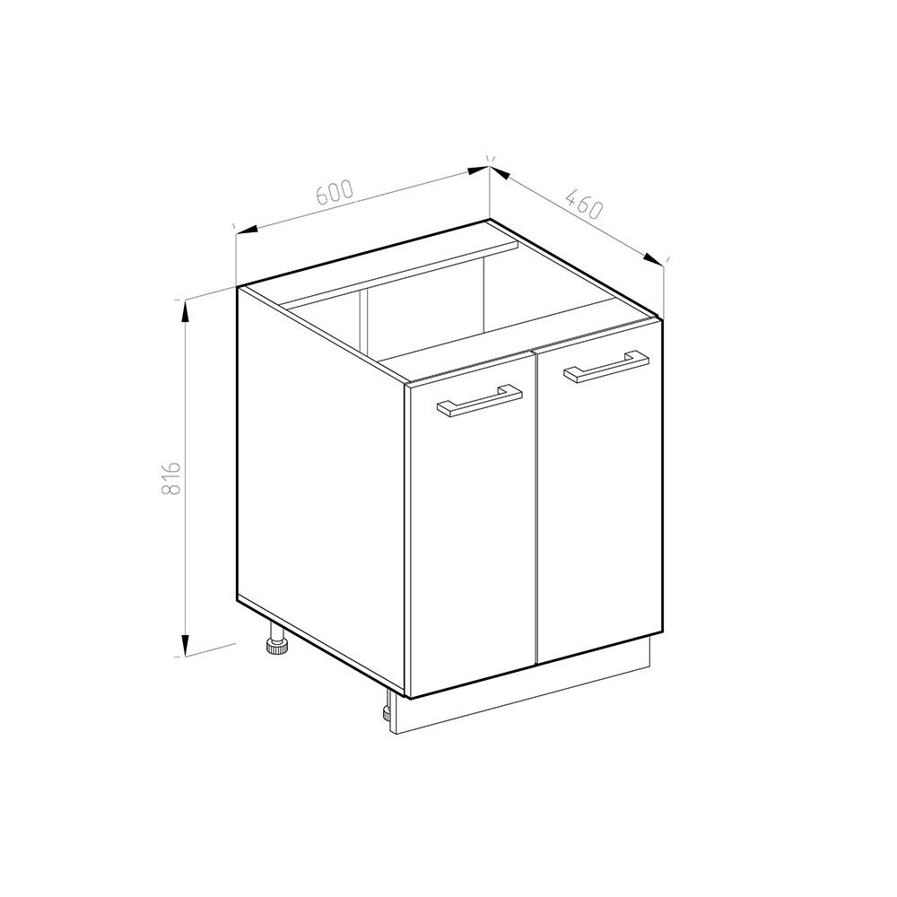 KÜCHENUNTERSCHRANK R-Line Weiß Landhaus 60 cm, AP Anthrazit - Anthrazit/Creme, Holzwerkstoff (60/81.6/60cm) - Vicco