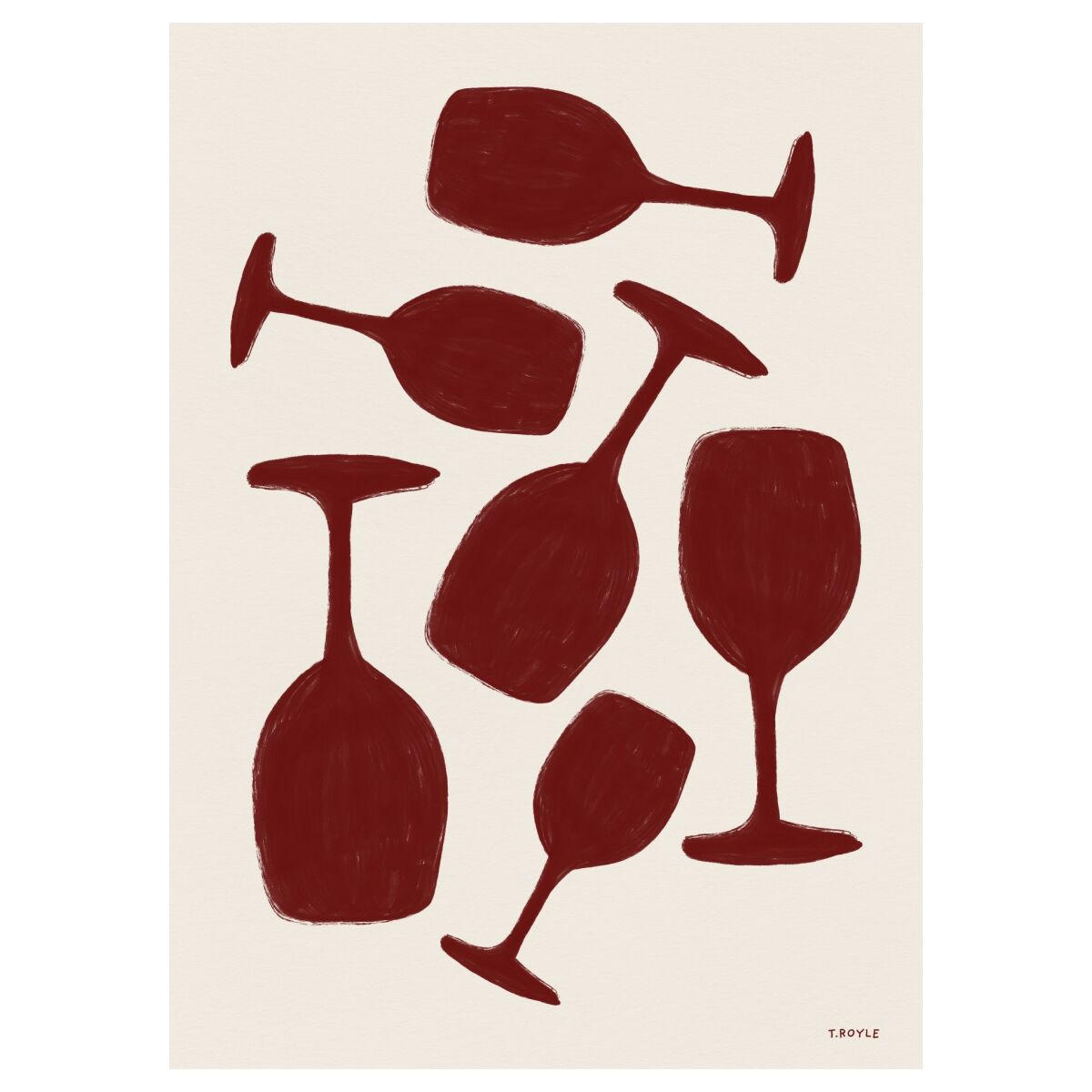 POSTER Tara Royle - Abstract Wine Glasses - Rot, Papier (50/70/0.1cm) - Poster&Frame